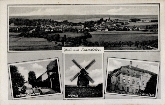 Ak Lodersleben Querfurt im Saalekreis, Windmühle, Schloss, an der Ouerne