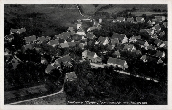 Postcard Spielberg Altensteig in the Black Forest, aerial photograph