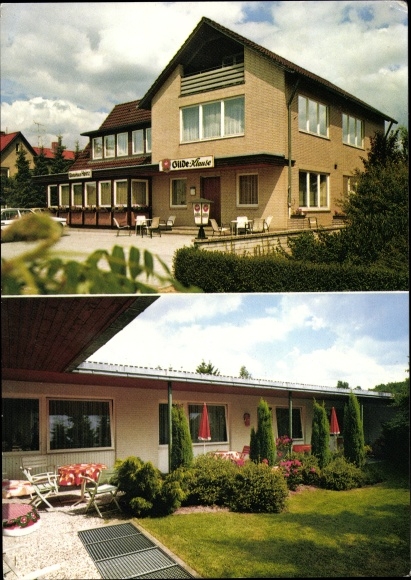 Postcard Bad Bevensen in Lower Saxony, restaurant Gilde Klause with guest house Heinz, owner H. and F. Heinz