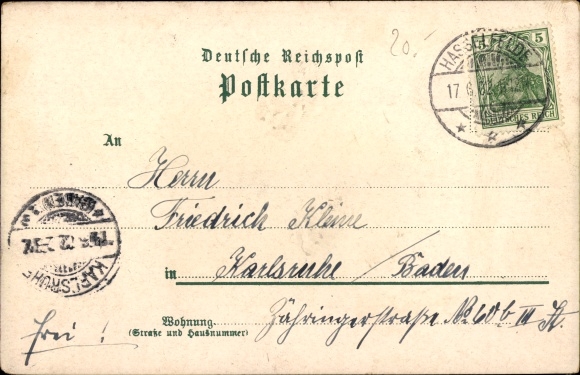 Chromo-Litho Hasselfelde in the Harz Mountains, market, observation tower, church, Rabenstein, train station