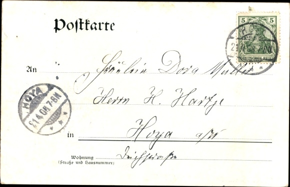 Postcard Eystrup in Lower Saxony, church, castle, street area