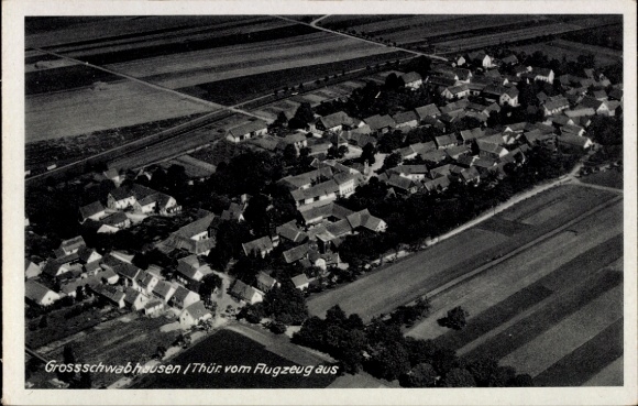 Postcard Großschwabhausen in Thuringia, aerial photograph