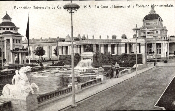 Postcard Gent, World Exhibition 1913, Monumental Fountain