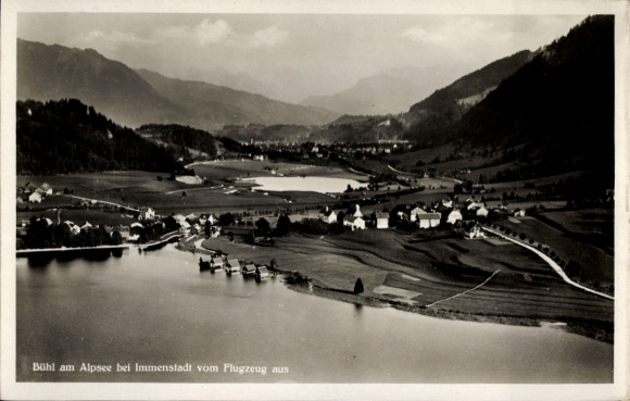 Postcard Bühl am Alpsee Immenstadt im Allgäu, Bühl am Alpsee, aerial view, picturesque landscape, quiet