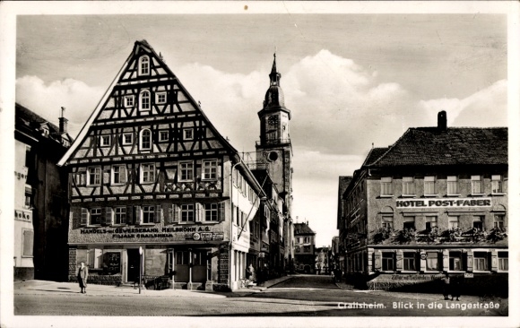 Ak Crailsheim in Württemberg, Langestraße, Hotel Post-Faber