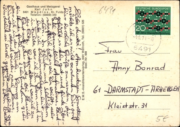 Coat of arms Postcard Magdlos Flieden in the Fulda district in Hesse, general view, inn*, Magdloser water