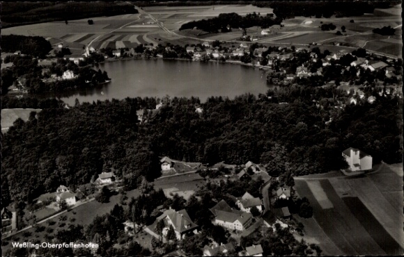 Postcard Wessling Weßling Upper Bavaria, aerial photograph