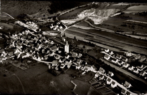 Postcard Lonsee in Württemberg, aerial photograph