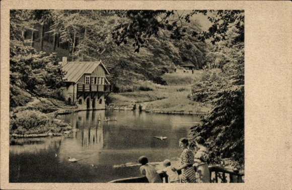 Postcard Witthausbusch Mülheim an der Ruhr, view into the Witthausbusch