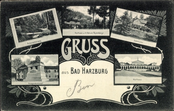Ak Bad Harzburg am Harz, Philosophenweg, Kriegerdenkmal, Kurhaus, Villen