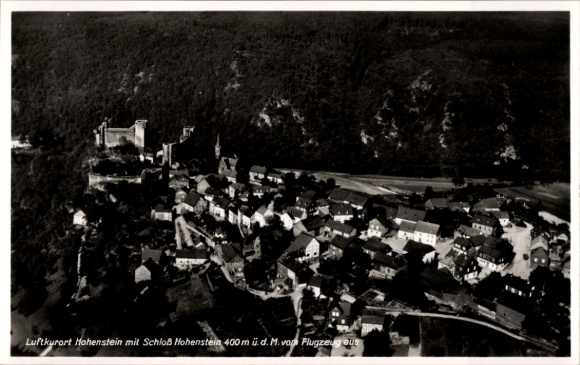 Postcard Hohenstein in Nassau Untertaunus, aerial photograph, castle