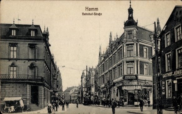 Postcard Hamm in Westphalia, Bahnhof-Straße, Gasthof king