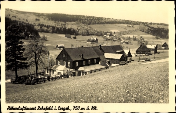 Postcard Rehefeld fence house Altenberg in the Ore Mountains, place with surroundings, inn