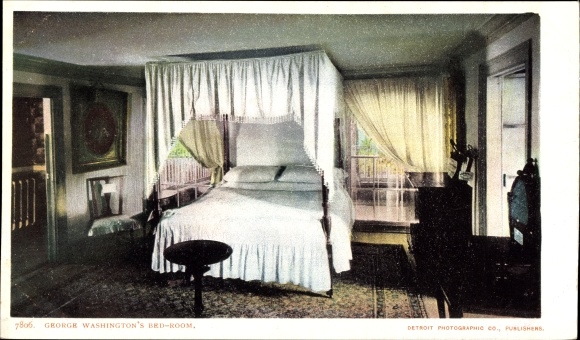 Ak Washington USA, George Washingtons Schlafzimmer