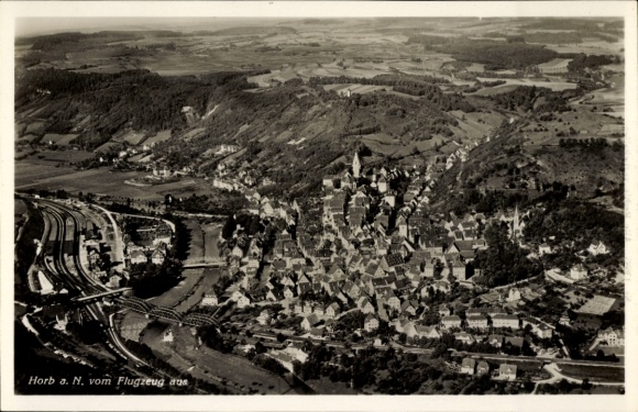 KP Horb am Neckar, widok z lotu ptaka na Horb, malowniczy krajobraz, architektura