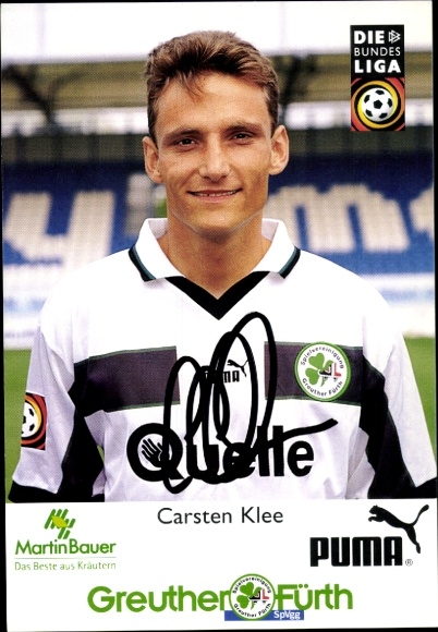 Autograph card footballer Carsten Klee, SpVgg Greuther Fürth, autograph