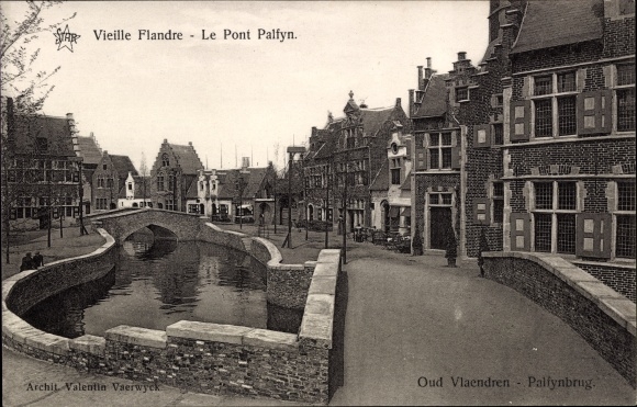 Postcard Ghent Lüttich, Old Flanders, The Palfyn Bridge