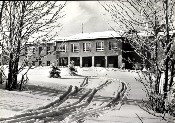 Postcard Schnenstein Tannenbergsthal in the Vogtland, holiday home Industriewerke Karl Marx Stadt, winter