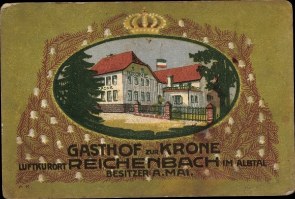 Passepartout Ak Reichenbach im Albtal Waldbronn im Schwarzwald, Gasthof zur Krone
