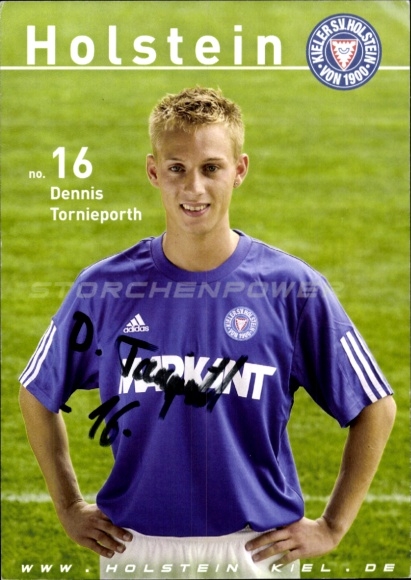 Autograph card footballer Dennis Tornieporth, Holstein Kiel, autograph