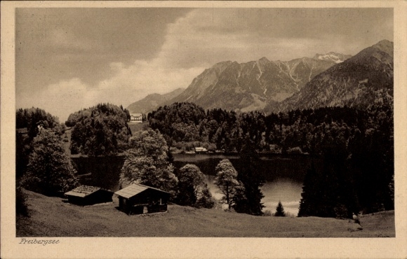Postcard Oberstdorf in the Oberallgäu, Freibergsee, Rubihorn, Nebelhorn, Schattenberg
