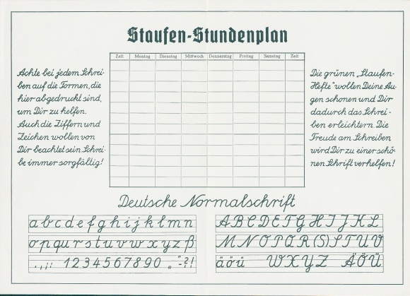 Timetable, Advertising Staufen, German Normal Writing