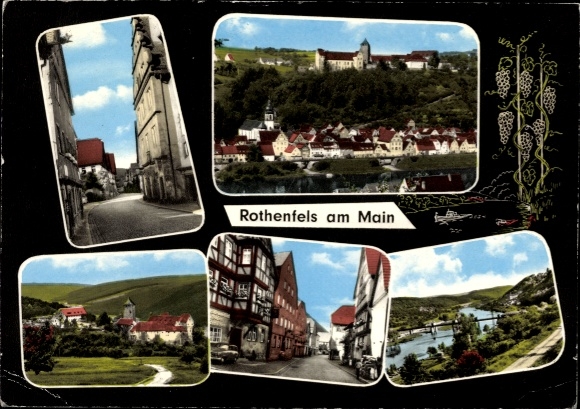 Postcard Rothenfels am Main Lower Franconia, general view, street section, bridge