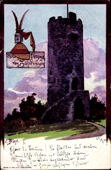 Ak Pallanza Lago Maggiore Piemonte, Turm, Verzierung, Landschaft, poetischer Text