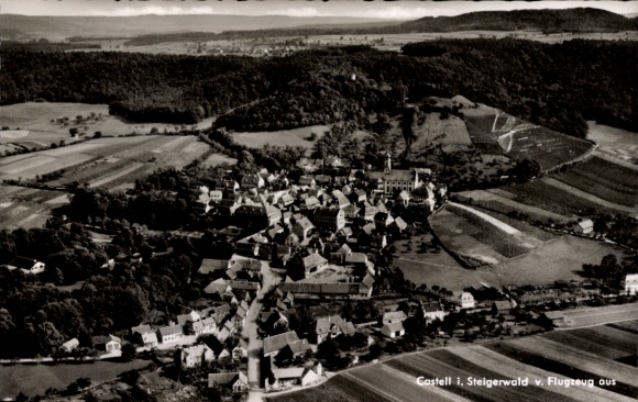 Postcard Castell Lower Franconia, aerial photograph