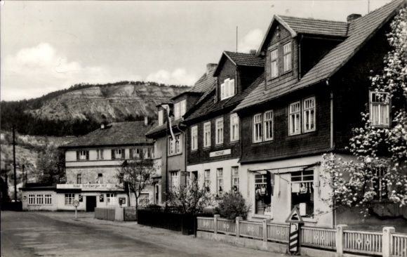 Postcard Wutha in Thuringia, Ruhlaer Straße, shops, Kleiner Hörselberg