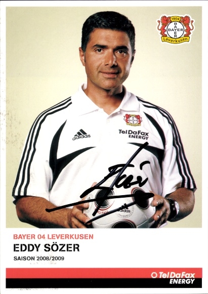 Autogrammkarte Assistenztrainer Eddy Sözer, Bayer 04 Leverkusen, Autogramm
