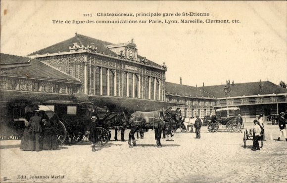 Postcard Saint Étienne Châteaucreux, train station