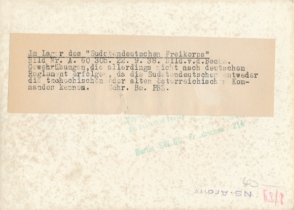 Photo of the Sudeten German Freikorps, rifle practice according to German regulations, September 22, 1938