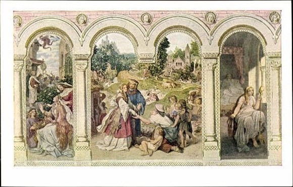 6 old Postcard series, murals