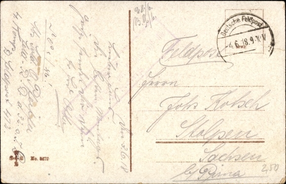 Postcard Leave the Nursery, Soldier with Five Babies, Cigarette
