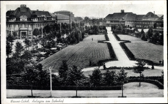 Postcard Wanne Eickel Herne in the Ruhr area, systems at the station
