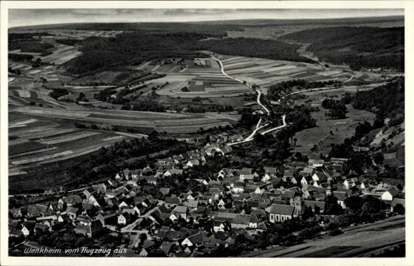 Postcard Wenkheim Werbach an der Ta, aerial photography, aerial photography