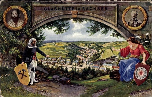 PC Glashütte in Saxony, 400th anniversary of the city, coat of arms, portrait
