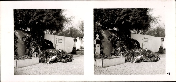 Stereo spatial image photo &quot;Greater Germany&#39;s rebirth&quot;, No. 41, Braunau am Inn, Hitler&#39;s parents&#39; grave