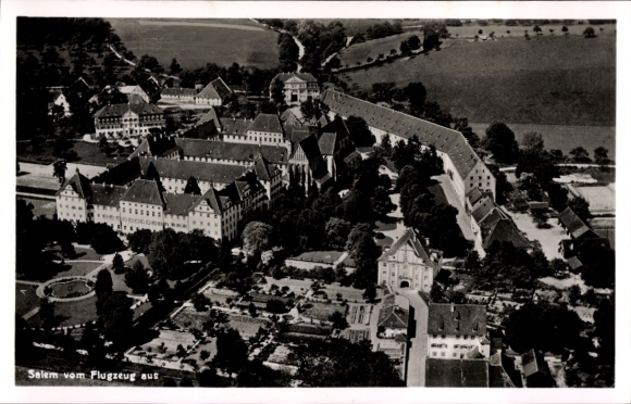 Postcard Salem in the Bodenseekreis Baden, Imperial Abbey, aerial photograph
