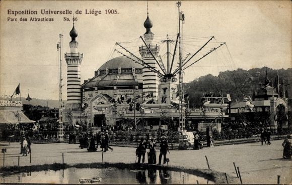 Postcard Liège Liège Wallonia, World Exhibition 1905, Chain Carousel