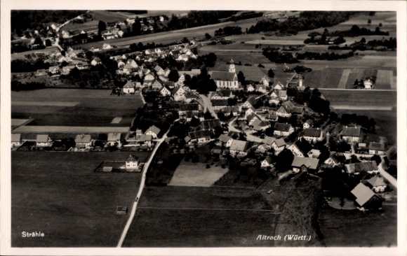 Postcard Aitrach in Württemberg, aerial photograph