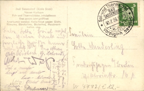 Postcard Bad Sassendorf in the district of Soest, new spa house, thermal baths