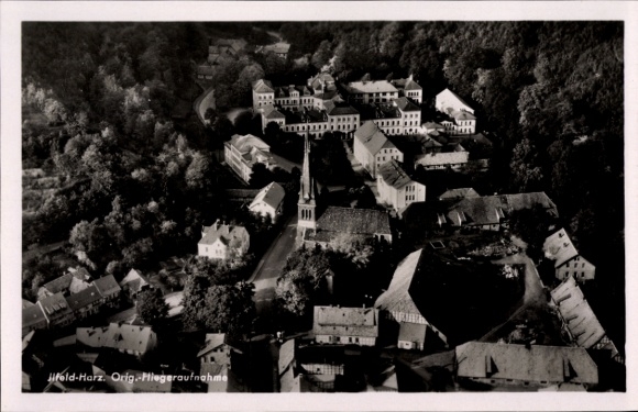 Ak Ilfeld Harztor Kreis Nordhausen Thüringen, Fliegeraufnahme der Stadt