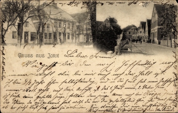Postcard Jork in the Altes Land, street, houses