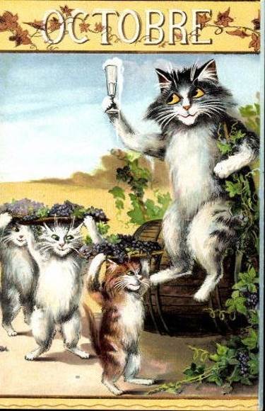 Set of 12 Artist AK Cats, Months, French Series