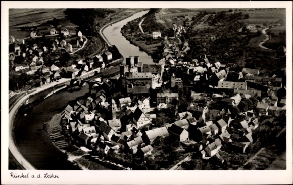 Postcard Runkel an der Lahn, aerial photograph