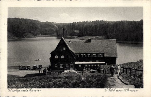 Ak Kriebstein Saksen, Zschopau-stuwdam, hotel, stuwmeer
