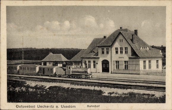 Ak Ostseebad Ueckeritz Ückeritz op Usedom, treinstation