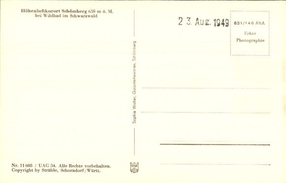 Postcard Schömberg in the Black Forest Württemberg, aerial photograph